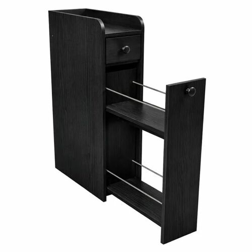 COSTWAY Meuble de Salle de Bain Étroit avec Tiroirs, Dispositif Anti-basculement, 2 Roulettes pour Salle de Bain, Cuisine, Noir