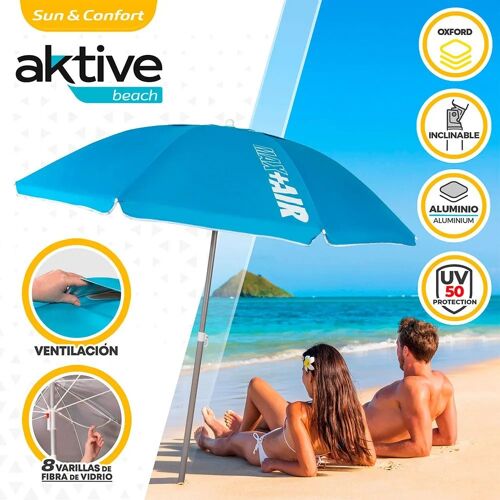 Aktive Parasol De Plage Protection Uv50 200 Cm Unisex One Size Bleu