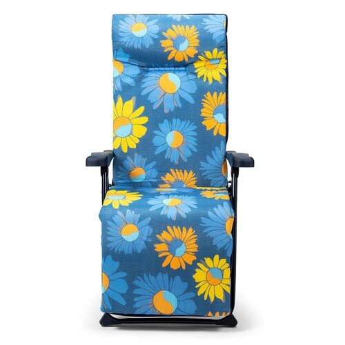 Solenny Transat Pliable À 6 Positions Super-Relax 114x86x62 Cm Unisex One Size Bleu / Orange / Jaune