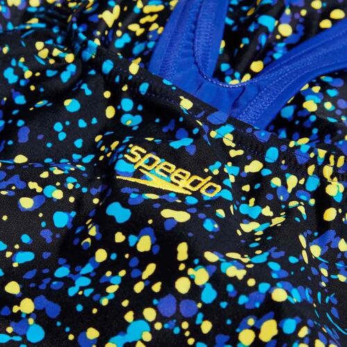Speedo Maillot De Bain Printed Medalist Filles 5-6 Années Noir / Cobalt Pop / Bolt / Lemon Drizzle