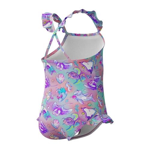 Speedo Maillot De Bain Digital Frill Thinstrap Filles 5 Années Neon Violet