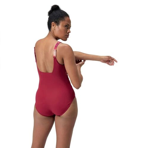Speedo Maillot De Bain Shaping Contoureclipse Printed Femme Uk 38 Magenta Haze / Soft Bloom / Basque Rouge