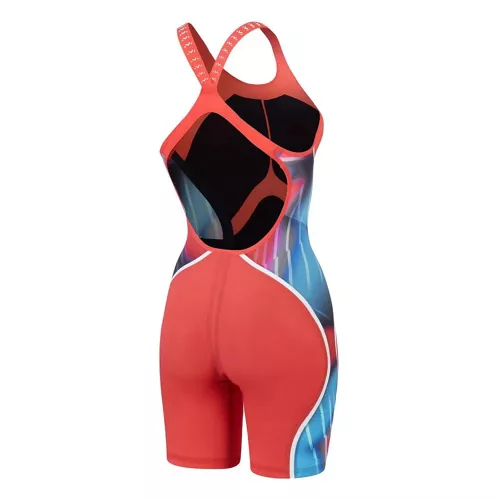 Speedo Maillot De Bain De Compétition Dos Ouvert Fastskin Lzr Pure Intent 2.0 Kneeskin Femme Uk 25 Flame Rouge / Picton Bleu / Snow Reflective