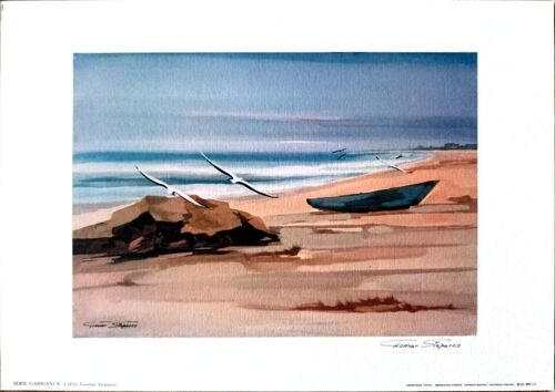 Paysage Série Giabbani N°4 Signé P. G. Steparos 25x35 Cm Sérigraphie Affiche Collection Vintage