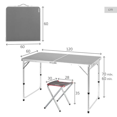 Aktive Table Pliante Avec Ensemble De Bancs 63161 unisex One Size Gris
