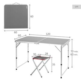 Aktive Table Pliante Avec Ensemble De Bancs 63161 unisex One Size Gris