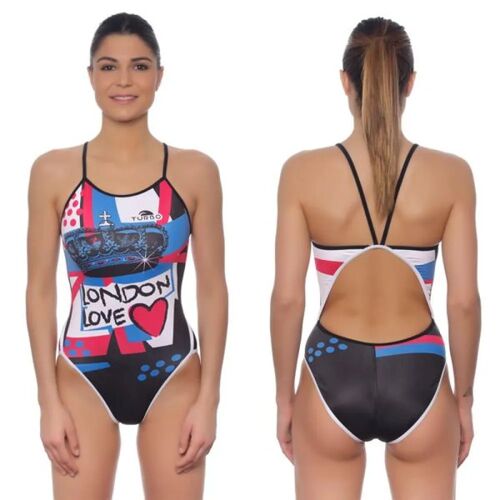 Turbo Maillot De Bain À Fines Bretelles London Love Filles 7-8 Années Noir
