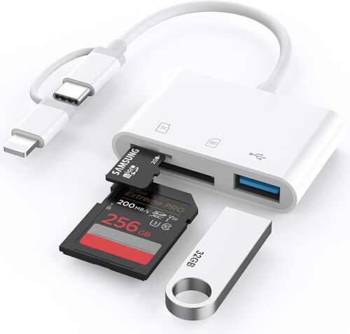 KALANKA-Lecteur de Cartes SD pour iPhone, Certifié Apple MFi, Adaptateur Lightning USB-C vers SD/Micro SD/USB, Compatible avec iPhone 17/16/15/iPad/Samsung/Caméra