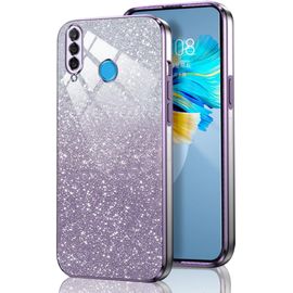 KALANKA-Glitter Coque pour Huawei P30 Lite Étui, Antichoc Housse Cadre Galvanisé TPU Paillettes/TransparentRésistant Aux Rayures Étui, Violet