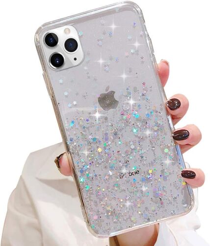 KALANKA-Coque Compatible avec iPhone 12/12 Pro Femme Fille Paillettes Silicone Antichohc Transparente Brilliante Glitter Case Coque pour iPhone 12/12 Pro Transparent