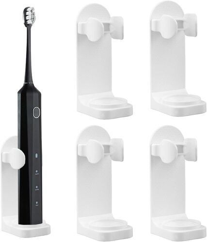 KALANKA-4 Pcs Support Brosse a Dent Electrique, Support Adhésif Réglable Puissant pour Brosses à Dents Électriques, Fixation Murale Pratique, Convient à la Plupart des Modèles
