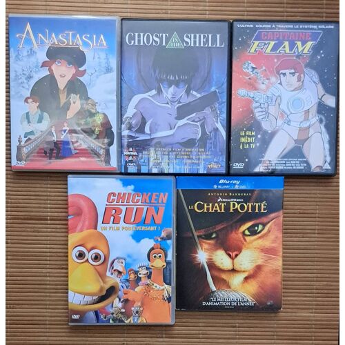 Lot 5 Films Animation – Anastasia, Ghost In The Shell, Capitaine Flam, Chicken Run + Le Chat Potté Blu-Ray