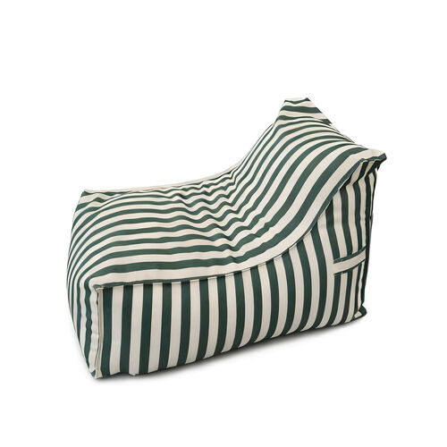 Pouf D¿Extérieur Rayé Vert En Tissu Déperlant - 100x65x65 Cm Positano