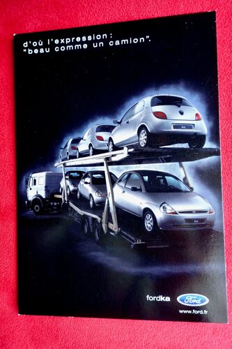 Ancienne Carte Postale Publicitaire Voiture Ford Ka.