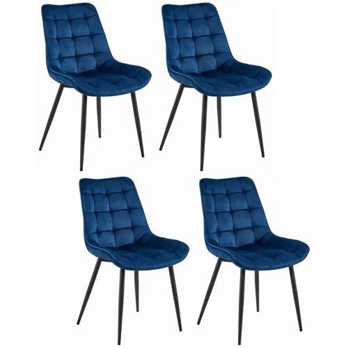 Chaise Komodee BARDI - 4 Pieces - BLEU - Tapisser en velours 60 x 54 x 88 cm