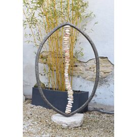 Sculpture Galets Roses Beige - Décoration Maison - Statue Jardin