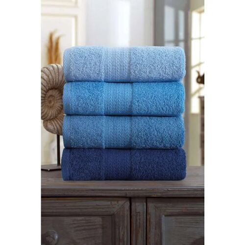 Serviettes De Toilette Main Aucune - Set De 4 50 X 85 Cm Coton 100% Bleu Dégradé