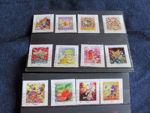 Lot De 12 Timbres Autoadhésifs Oblitérés "Les Petits Bonheurs" - 2013
