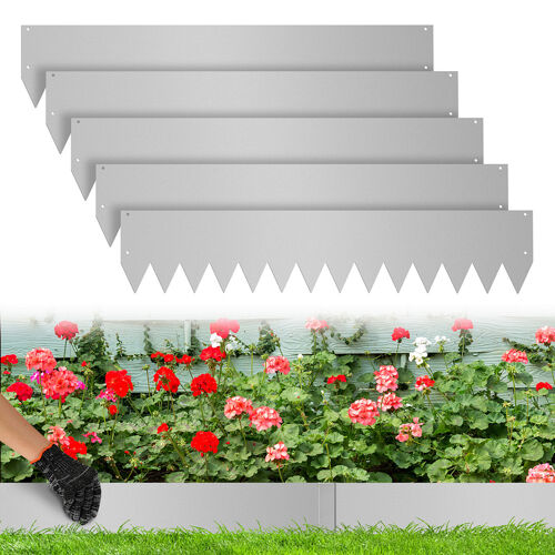 Bordure De Jardin Avec Pointes Bordure De Jardin Avec Pointes Gazon En Acier Galvanisé Bordure De Pelouse Bordure De Chemin Bordure De Parterre Avec Des Gants Argent 100x20cm 50m