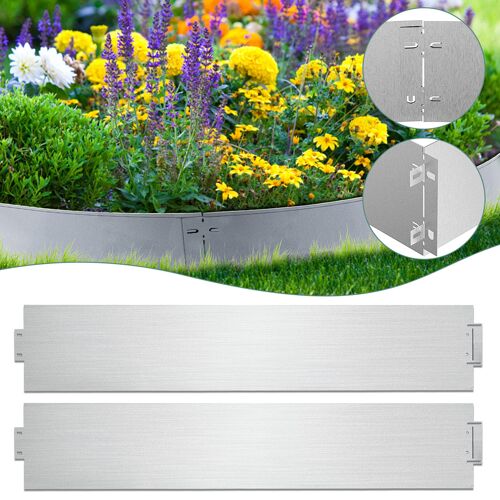 Bordure De Pelouse Produits Métalliques Bordure Profilée Rouleau Bordure De Parterre Résistant Aux Intempéries Jardin 100x18cm 30m