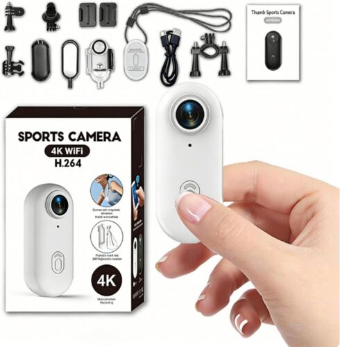 Mevronisshop-Mini Caméra Sport 4k Wifi Full Hd, 30m Étanche Casque, Avec Support Magnétique,Clip À Fermeture Éclair, Autonomie Élevée, Idéale Pour Vélo, Moto, Course, Pêche Sous-Marine, Randonnée