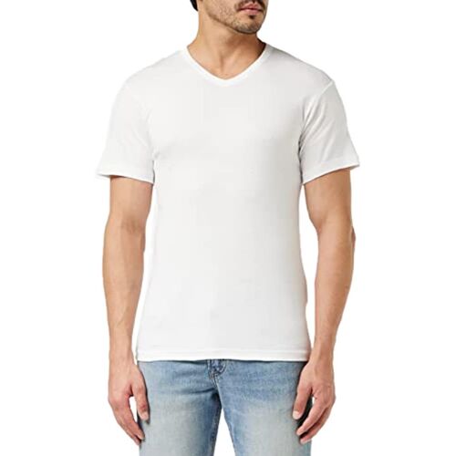 Subzonal-Lot De 4 S Homme Col V - 100% Coton Bio - Label -Tex Standard 100 - Maillots De Corps Certification Gots - Hypoallergénique, Manches Courtes