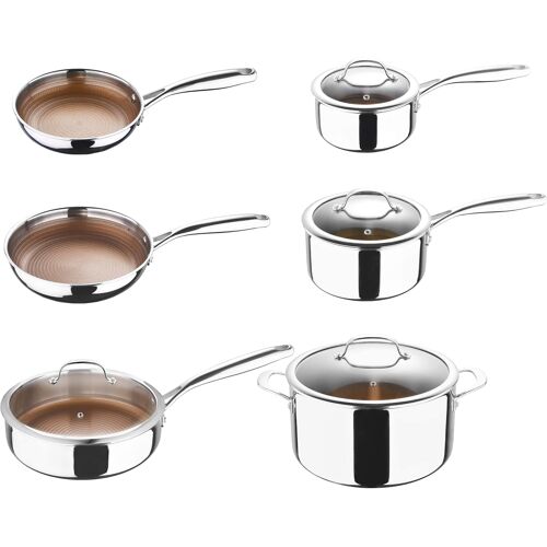 Subzonal-Giro - Batterie De Cuisine Hybride À 3 Couches En Acier Inoxydable - Revêtement Antiadhésif Ilag - Structure Résistante Aux Rayures - Compatible Avec L'induction Et Le Four - Sans Pfas/Pfoa