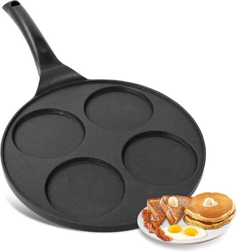 Subzonal-Poêle À Crêpes - Diamètre : 26 Cm - 4 Trous - Pour Induction, Vitrocéramique, Gaz Électrique, Poffertjes, Pancake Maker, Maker - Poêle À ?ufs Au Plat - Liwanzen Poffertjes Blinis