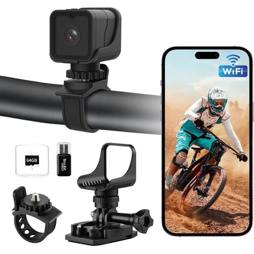 MEVRONISSHOP-Dashcam Moto,Version Améliorée WiFi Camera Sport Étanchéité Ip66,1080phd&120°Grand Angle Camera Moto,Calibrage Automatique du Niveau Cameras Casque Velo,Connexion Pratique Large Applicat
