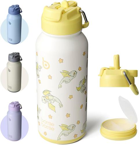 Subzonal-Bouteille En Acier Inoxydable 1l Avec Paille ¿ Bouteille Isotherme Étanche Pour Le Sport Et La Salle De Fitness, Avec Compartiment À Pilules, Sans Bpa, À Double Paroi (Stella)