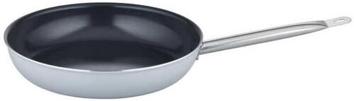 Subzonal-Gastro Basic Poêle À Frire Revêtue Anti-Rayures Et Économe En Énergie Avec Induction, Poêle À Crêpes En Aluminium Avec Revêtement Anti-Adhésif Vitaflon Quarzit 36 Cm, Argent