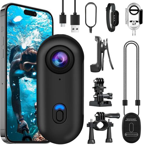 MEVRONISSHOP-Caméra Sport 4K WiFi,Caméra POV Objectif Grand Angle de 120°,Camera Action Magnétique IP68 Étanche à 30M,Batterie de 800 mAh Convient pour Vélo, Ski, Plongée,Vlog