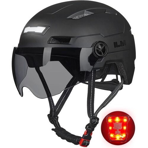 Subzonal-Casque Velo Vtt Homme Femme-Casque De Velo Adulte Visiere Avec Lumière Led Avant Et Arrière Rechargeables Par Usb