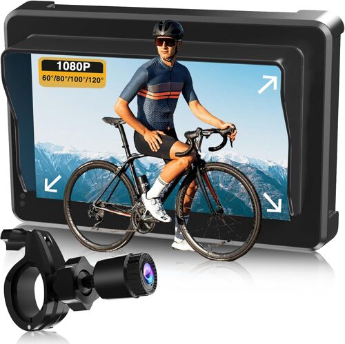 Subzonal-Rétroviseur Vélo Avec Caméra Velo Arrière Hd 4,3"" - Grand Angle Réglable 120°/100°/80°/60°, Batterie 10000mah, Support Anti-Vibration Pour Guidon 20-30mm - Sécurité Cyclisme Jour/Nuit¿