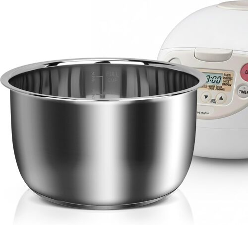 Subzonal-Cuve Intérieure En Acier Inoxydable Pour Cuiseur À Riz, Compatible Avec Les Modèles Zojirushi Ns-Wac10 Et Aroma Arc-6106. Lavable Au Lave-Vaisselle. Bol De Remplacement Sans Revêtement