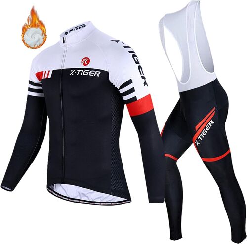 Subzonal-Homme Maillot Cyclisme Manches Longues Vestes De Cyclisme Coussin Rembourrés En Gel 5d Pantalons Vélo Vtt Vêtements Respirant Automne Hiver Thermique Polaire Maillot Vêtements Coupe Vent