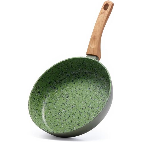 Subzonal-Poêle À Frire En Céramique Antiadhésive De 8,5 Pouces Avec Poignée En Bois - Poêle En Aluminium Pour Toutes Les Plaques De Cuisson, Sans Pfoa Ni Ptfe, Lave-Vaisselle Sécurisé, Verte