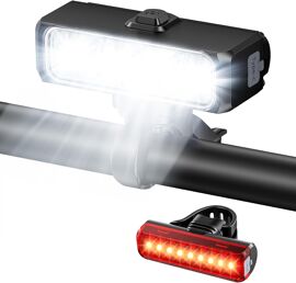 Subzonal-Lumiere Velo Avant Et Arriere 1500lm Super Lumineux & Rayon Étendu Eclairage Velo, 4+5 Modes Rechargeable Usb Lampe Velo Led, Étanche Ip65 Lumière Vélo Pour Nocturne/Vélo Électrique/Course/V