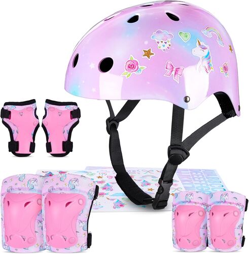 Subzonal-Casque Velo Enfant Casque Protection Trotinette Filles Et Garçons Licorne Genouillères Et Coudières Réglables Équipement De Protection Pour Roller Scooter Skateboard Moto 3-8 Ans