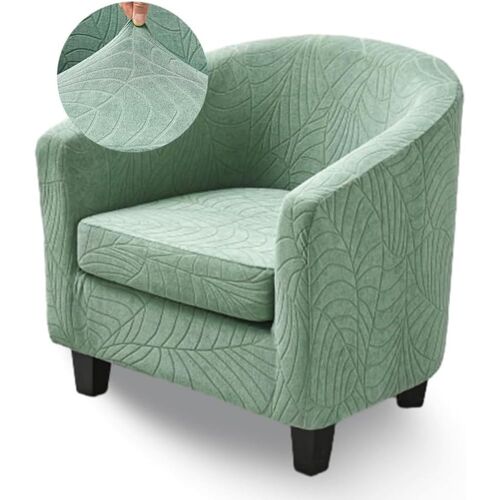 SUBZONAL-Housse De Fauteuil 1 Place Cabriolet Chesterfield Deux Pièces, Housse Fauteuil Club en Tissu Jacquard Vert Extensible Facile À Enlever Et Antidérapante, Idéale pour Un Bar, Un Salon
