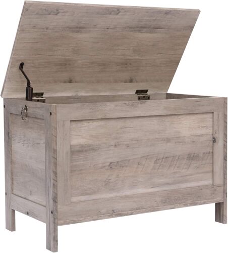 SUBZONAL-Banc de Rangement, Coffre de Rangement avec Charnières de Sécurité, Banquette, 76 cm, Rangement pour Jouet Enfant, Solide, Stable, Coffre à Jouets, Montage Facile, Grège EBG75CW01G1