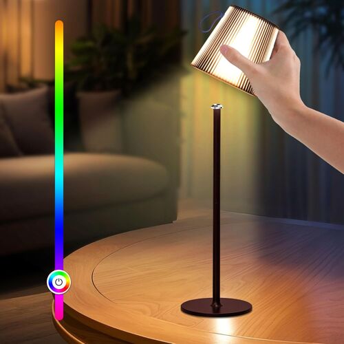 Subzonal-Lampe De Chevet, Lampe De Table Sans Fil, Couleur De Lumière Blanche 3000k + Rvb, Conception Magnétique, Ip54, Pour Bar De Chambre À Coucher Intérieur Extérieur Marron