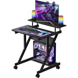 Bureau D'ordinateur 140cm Avec étagères De Rangement - Noir - Neuf