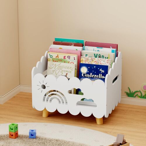 SUBZONAL-Enfant Bois Meuble Rangement Livre, Coffre à Jouet Bibliothèque Montessori, pour Chambre Bebe et Salle de Jeux