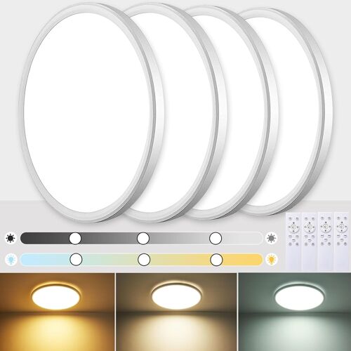 Subzonal-Plafonnier Led,24w 3000k-6500k Luminaire Plafonnier Dimmable,3000lm Luminaire Chambre Rond Étanche Ip40 Avec Télécommande,Luminosité Réglable,Facile À Installer,Ø29*H2.5cm