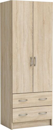 SUBZONAL-Armoire Chambre Adulte Lingère Dual 61 x 169 x 41 cm - Dressing - Rangement Tiroir 55 x 11 x 31 cm - Fabriquée en France, Chêne Brossé