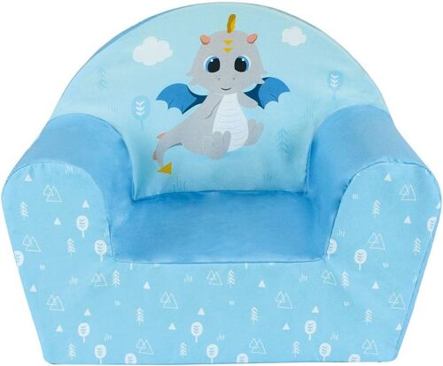 SUBZONAL-Fauteuil Club pour Enfant Léon le Dragon en Mousse | H42 x L52 x P33 cm | Origine France Garantie | Fauteuil Bébé Dès 12 Mois | Housse Lavable | Mobilier Chambre Bébé | Idée Cadeau