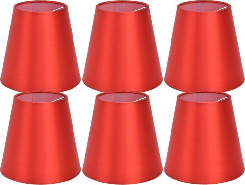 Subzonal-14.3x13x9.3cm 6 Pièces Petits Abat-Jour En Tissu, Ampoules E14 À Clipser, Abat-Jour En Forme De Baril De Remplacement Pour Lampes De Lustre De Plafond Mural De Table(Rouge)
