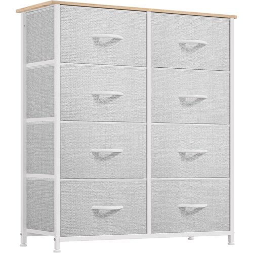 SUBZONAL-Commode en Tissu avec 8 tiroirs, Meuble de Rangement Pratique, Armoire pour Salon, Chambre d'enfant, Couloir,Gris Clair