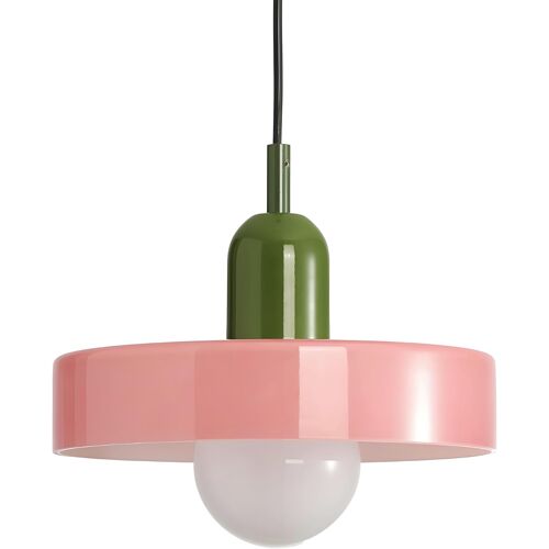 SUBZONAL-Suspension en Verre Moderne, E27 Lampe Suspendu au Plafond Réglable en Hauteur pour Îlot de Cuisine, Salle à Manger, Chambre ou Café (Rose)